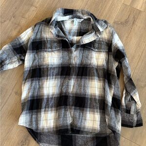 Old Navy Kids Plaid Shirt in Black, White, and Gray
